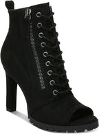 Bar III Women's Damas Faux Suede Peep Toe Shooties  Color Black Micro Size 8.5M