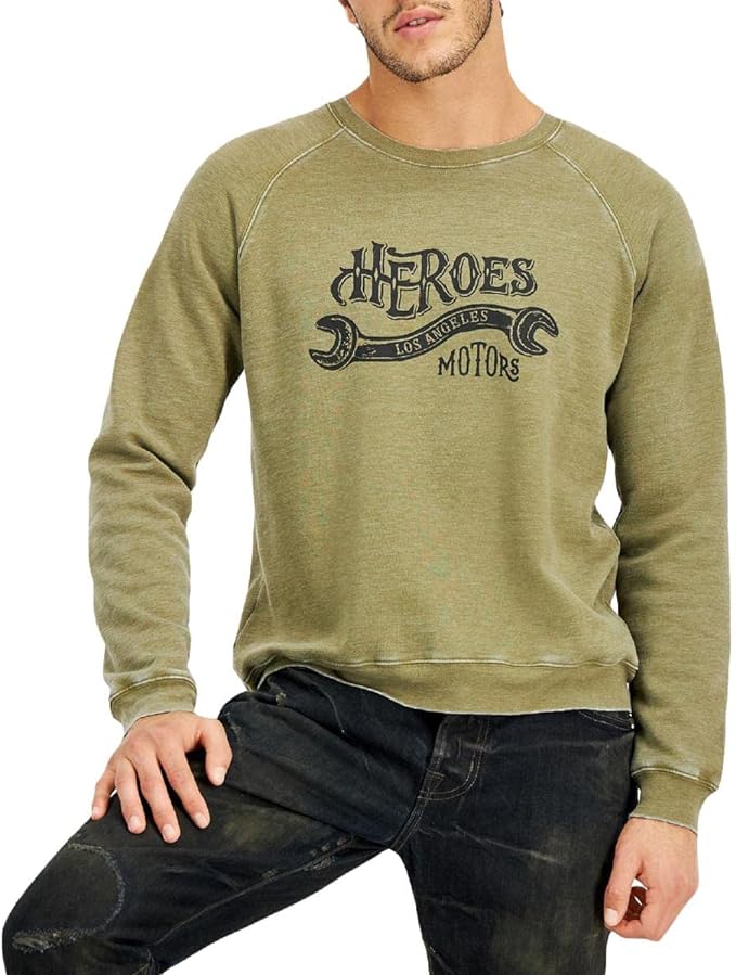 Heroes Motors Men's Wrench Pullover Sweatshirt  Color Army Size XL