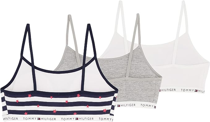 Tommy Hilfiger Girls Crop Sports Bra, 3-pack  Multicolor Size S (6/7)
