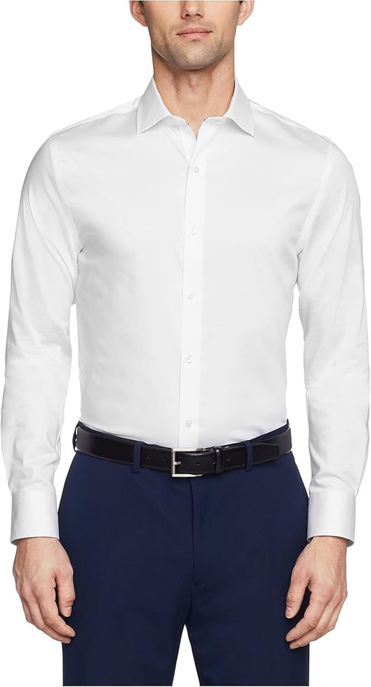 Tommy Hilfiger Men's Flex Stretch Button Down Dress Shirt  White Size XL 17.5 32/33