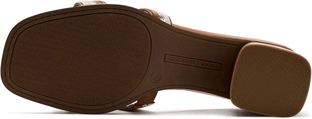 Tommy Hilfiger Women's Marica Block Heel Slide Sandals Cognac Multi Size 7.5