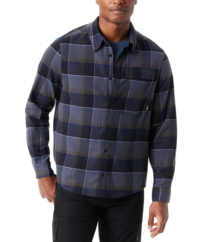 BASS OUTDOOR Men's Classic-Fit Plaid Stretch Flannel Shirt  Ombre Blue Size L