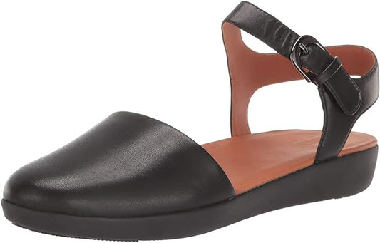 FitFlop Women's Cova Ii Ballet Flat  Color Black Leather Size 6M