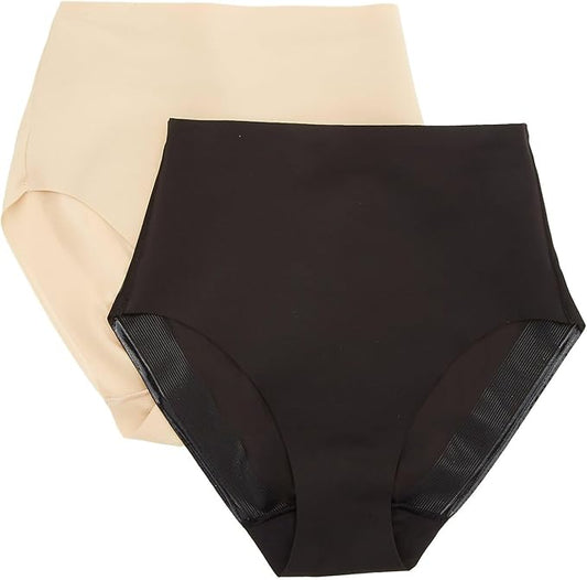 Miraclesuit Women's Wonderful Edge Light Shaping Brief - 2 Pack  Black/Beige Size L