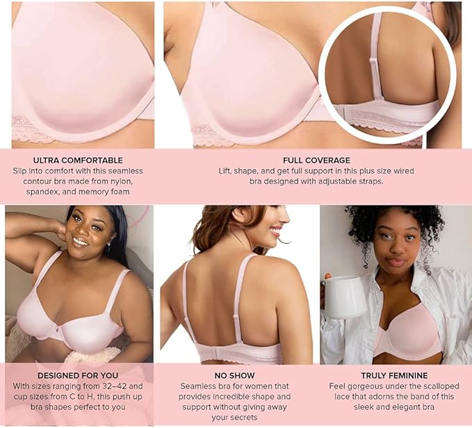 Paramour Gorgeous Memory Foam Contour T-shirt Bra  Bare Size 32DD