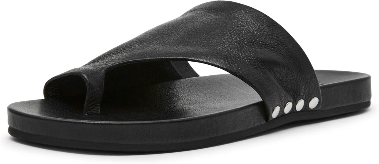 Steve Madden Women's Kessey Hooded Toe-Ring Slip-On Sandals  Black Leather Size 10