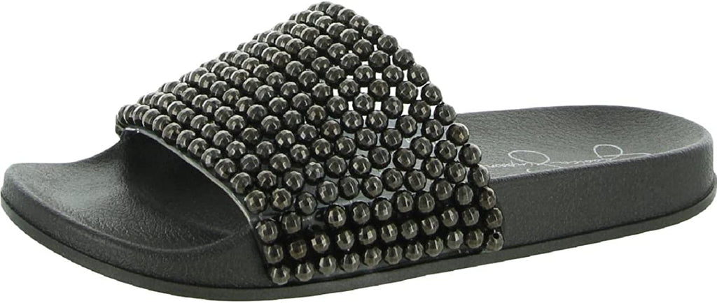 Jessica Simpson Women's Saycie Slip On Comfort Pool Slides  Color Gunmetal Size 6M