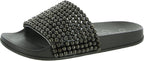 Jessica Simpson Women's Saycie Slip On Comfort Pool Slides  Color Gunmetal Size 6M