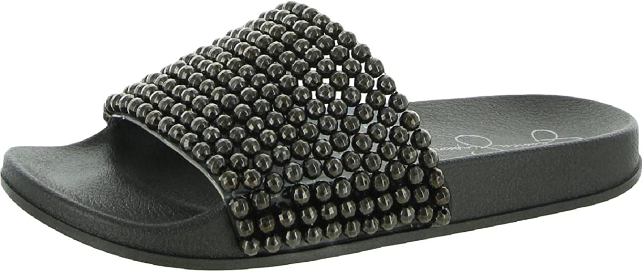 Jessica Simpson Women's Saycie Slip On Comfort Pool Slides  Color Gunmetal Size 6M