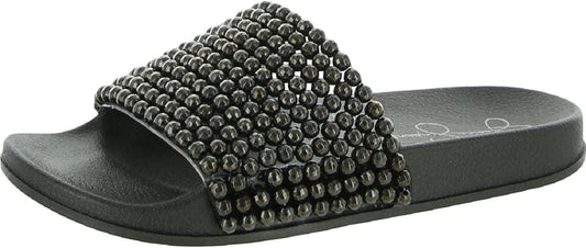 Jessica Simpson Women's Saycie Slip On Comfort Pool Slides  Color Gunmetal Size 6M