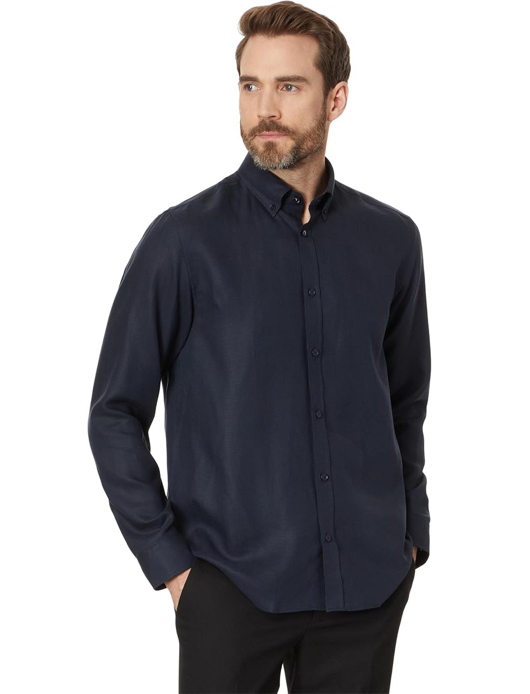 Ted Baker Men's Regular-Fit Cotton Lyocell Shirt  Navy Size 3/M