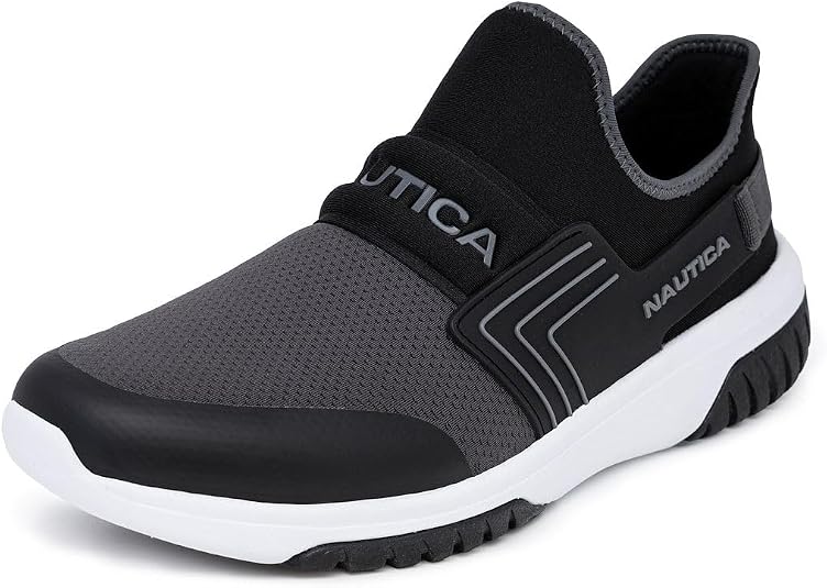 Nautica Men's Colnor Closed Toe Athletic Sneakers   Black/Charcoal Size 7.5