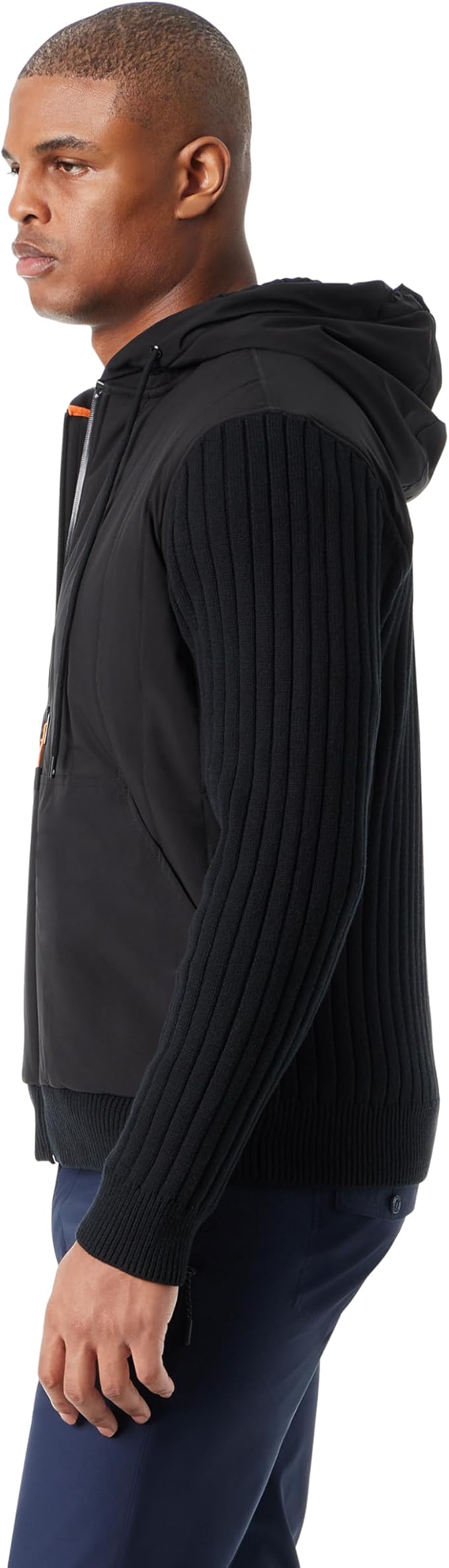 BASS OUTDOOR Men's Mixed Media Zip-Front Hoodie  Black Beau Size 2XL