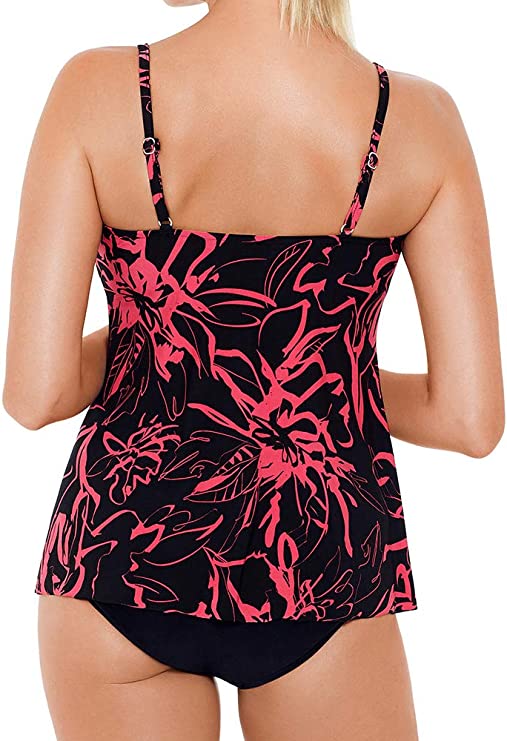 Magicsuit Alison Tankini Top  Color Black/Coral Size 8