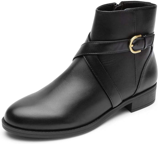 Rockport Women's Vicky Buckled Ankle Boots  Color Black Leather Size 6.5M