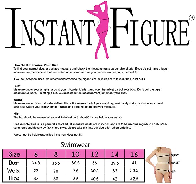InstantFigure Women's Compression Shapewear Contrast Trim Tummy Control Padded One Piece  Color Black Size 8