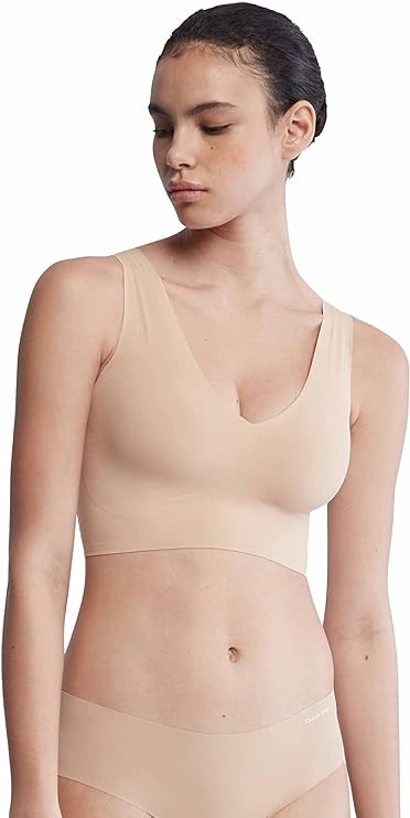 Calvin Klein Invisibles Comfort Seamless V Neck Bralette Bra  Bare Nude Size S