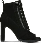 Bar III Women's Damas Faux Suede Peep Toe Shooties  Color Black Micro Size 8.5M