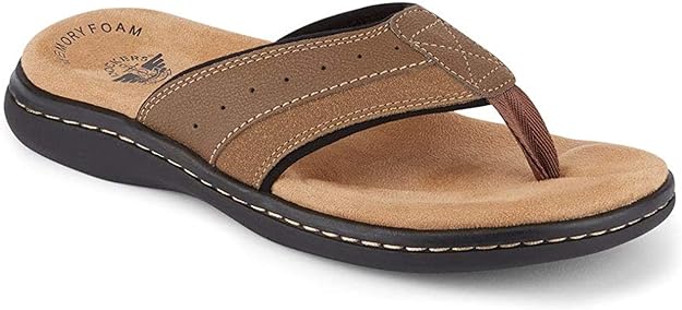 Dockers Men's Laguna Flip-Flop Sandals  Dark Tan Size 9