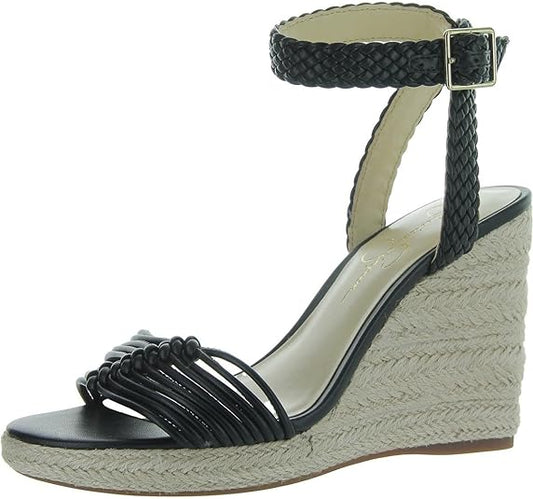 Jessica Simpson Women's Talise Knotted Strappy Platform Wedge Sandal  Black Size 10