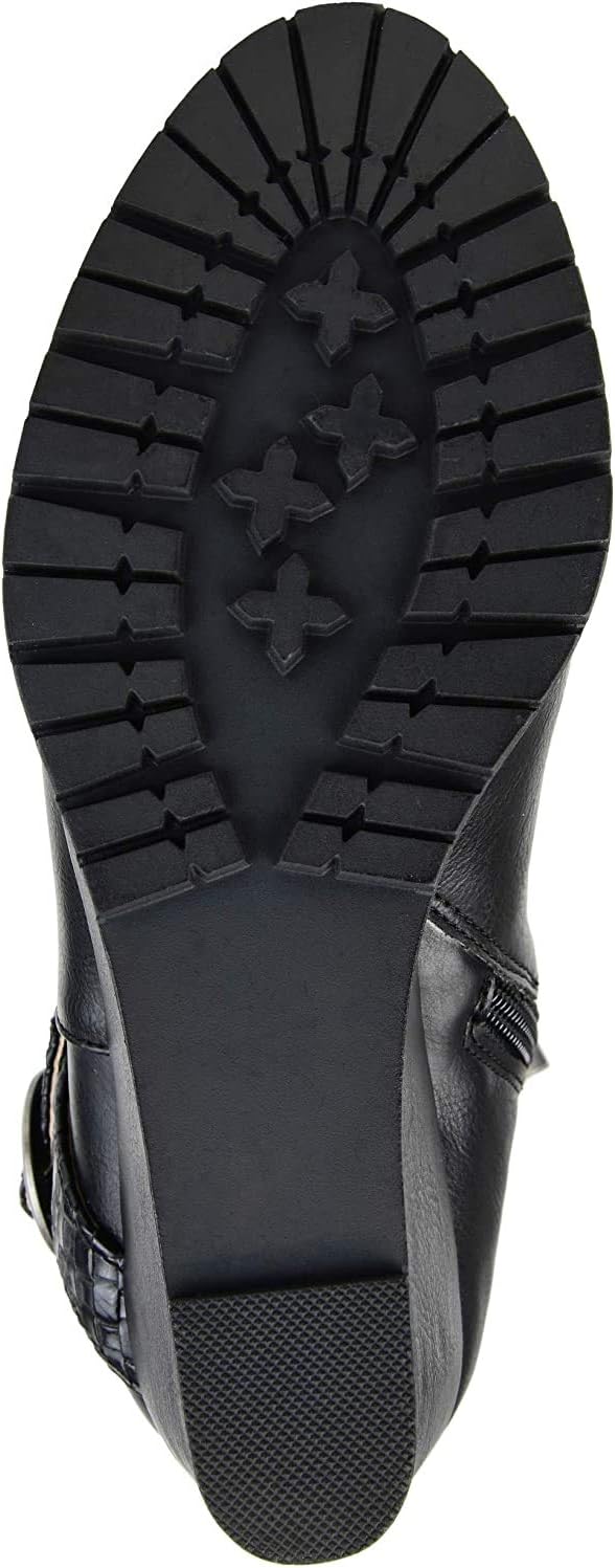 Journee Collection Women's Garin Braid Strap Wedge Extra Wide Calf Boots  Color Black Size 9XWC