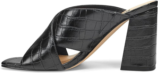 NINE WEST Women's Gigi Heeled Sandal  Color Black Texture Size 7M
