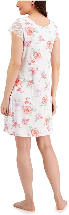 Charter Club Women's Lace-Sleeve Chemise Nightgown  Color Blossoms Size XS