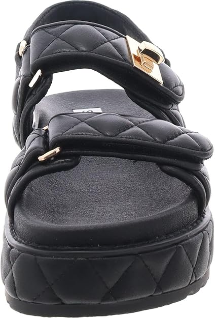 Steve Madden Women's Big Mona Footbed Platform Sandal  Black Leather/Mesh Size 6.5