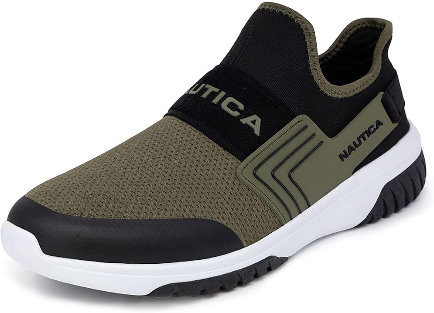 Nautica Men's Colnor Closed Toe Athletic Sneakers   Olive/Black Size 9.5