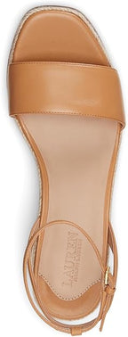 Lauren Ralph Lauren Women's Leona Espadrille Platform Wedge Sandal  Buff Size 6