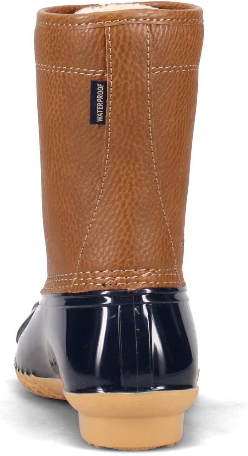 JBU Women's Maplewood Waterproof Rain Mid Calf Boots  Color Navy/Tan Size 6.5M