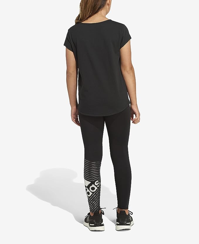 adidas Girls Glam Graphic Tights  Color Black/Silver-Tone Size XL (18-20)