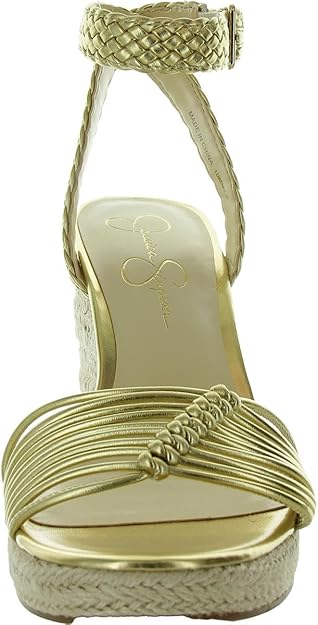 Jessica Simpson Women's Talise Knotted Strappy Platform Wedge Sandal  Gold Metallic Size 8.5