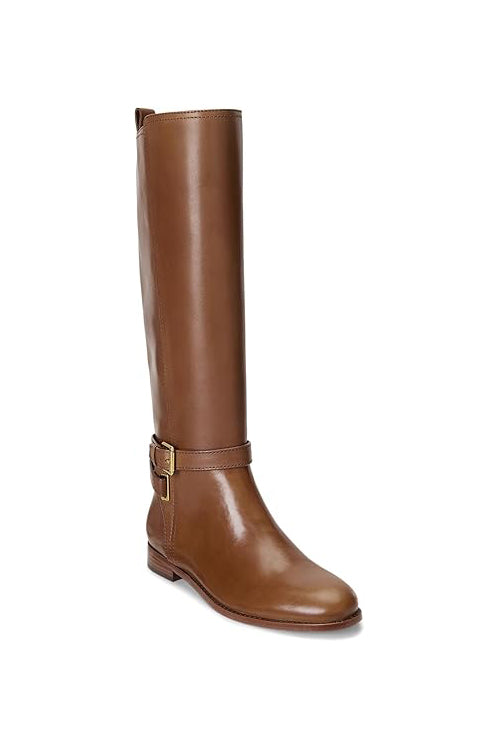 Lauren Ralph Lauren Women's Blayke Buckled Riding Boots  Deep Saddle Tan Size 5.5