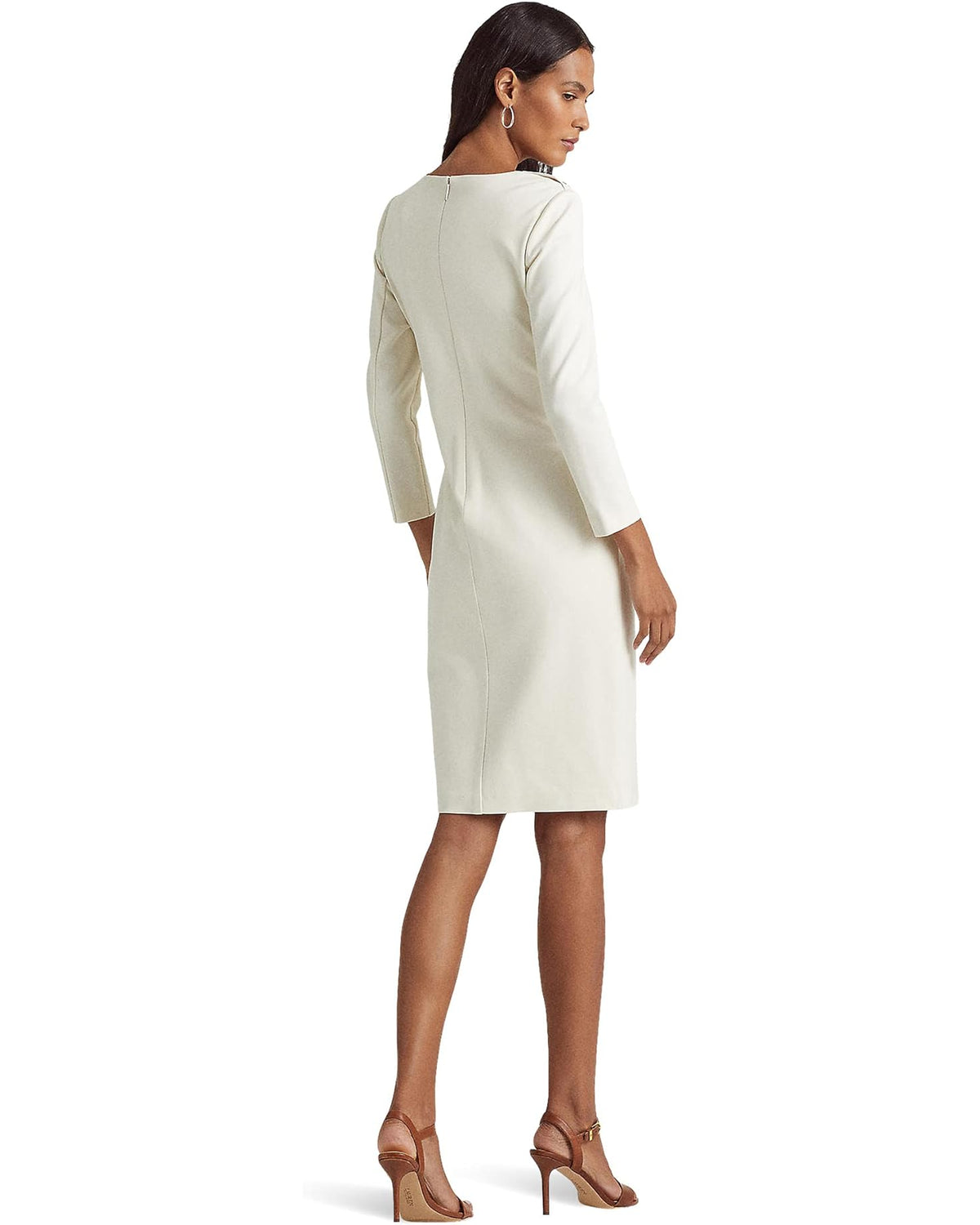 Lauren Ralph Lauren Women's Ponte Three-Quarter-Sleeve Dress  Mascarpone Cream Size 2