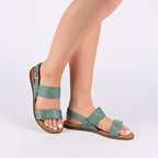 Journee Collection Women's Lavine Multi Strap Flat Sandals  Cognac Size 9