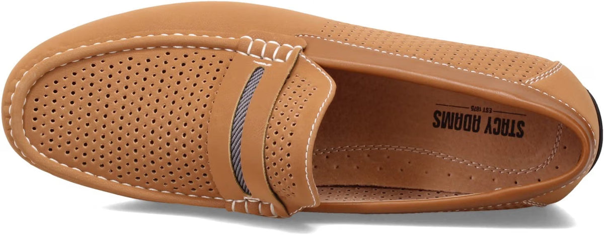 Stacy Adams Men's Corby Moccasin Toe Saddle Slip-on Loafers  Tan Size 7.5