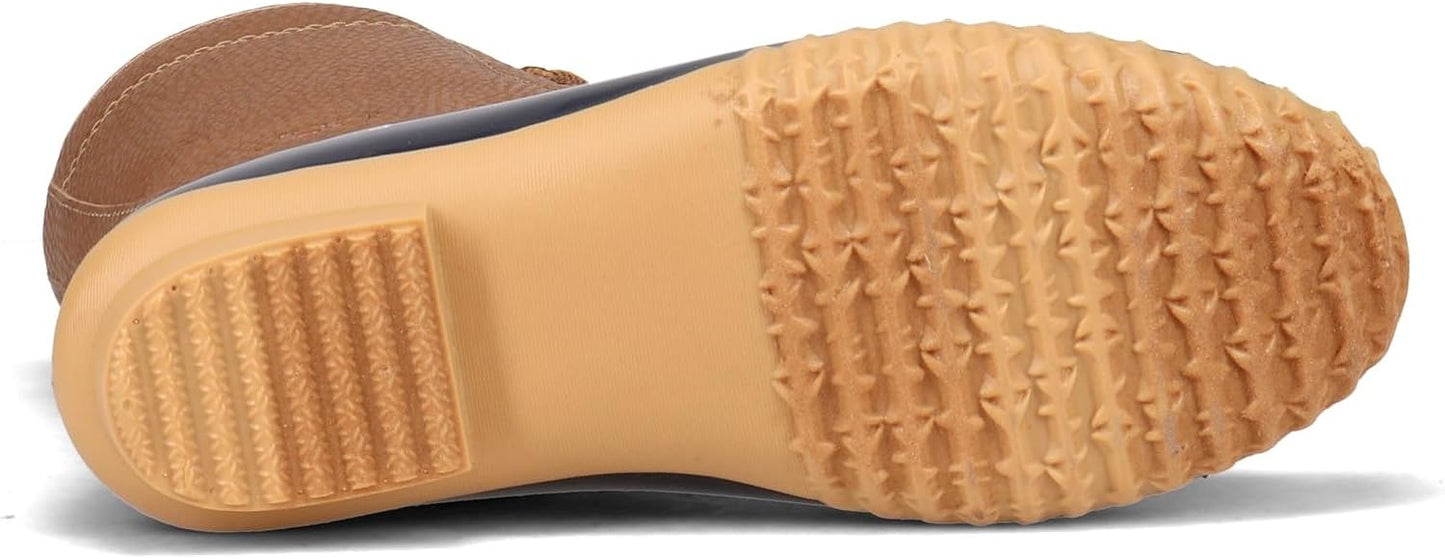 JBU Women's Maplewood Waterproof Rain Mid Calf Boots  Color Navy/Tan Size 6.5M