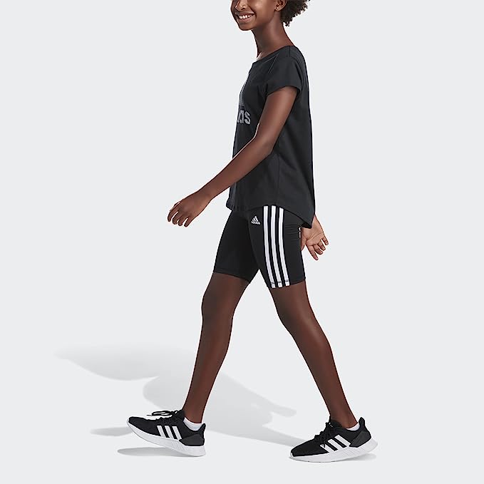 adidas Girls Aeroready Detached Waistband 3 Stripe Bike Short  Color Black Size L (14-16)