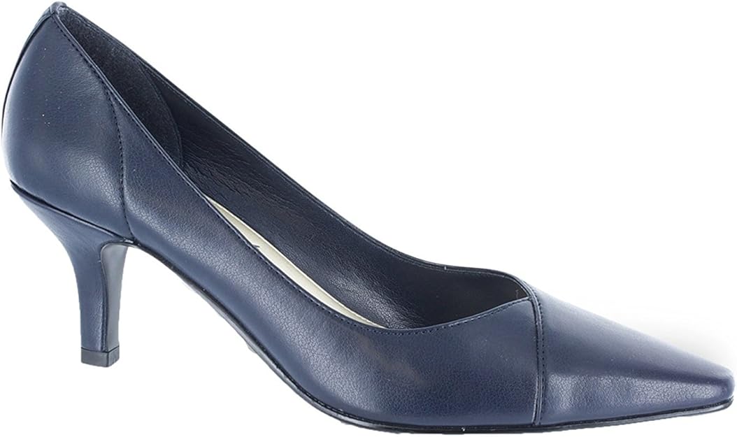 Easy Street Womens Chiffon Pointed Toe Kitten Pumps  Navy Size 9W