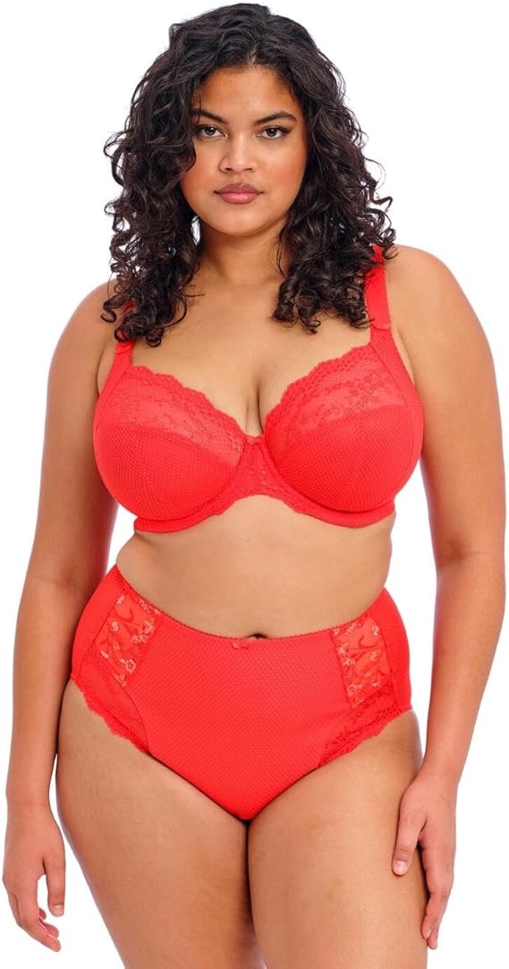 Elomi Full Figure Charley Stretch Lace Underwire Plunge Bra  Salsas Size 40K