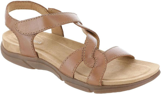 Easy Spirit Minny Criss-Cross Front Leather Slingback Sandal  Medium Brown Leather Size 8.5