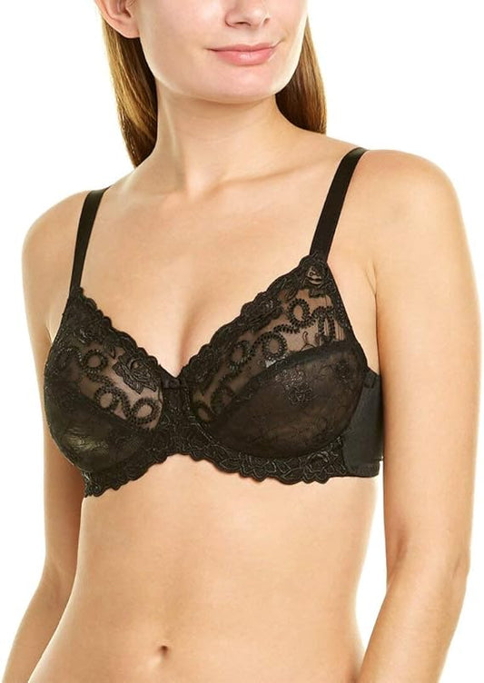Wacoal Renaissance Rose Embroidered Underwire Bra  Black Size 36DD