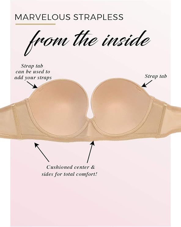 Paramour By Felina Marvelous Full Support Strapless Bra  Black Size 34DD