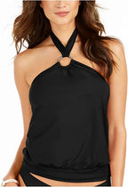 Michael Kors Blouson Halter Underwire Tankini Top  Color Black Size M