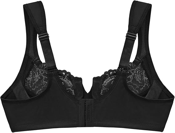 Glamorise Plus Size Low Cut Wonderwire Lace Underwire Bra  Black Size 34D