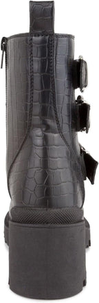 Sugar Women's Filo Buckled Lace-up Platform Boots  Color Black Croco Size 7M