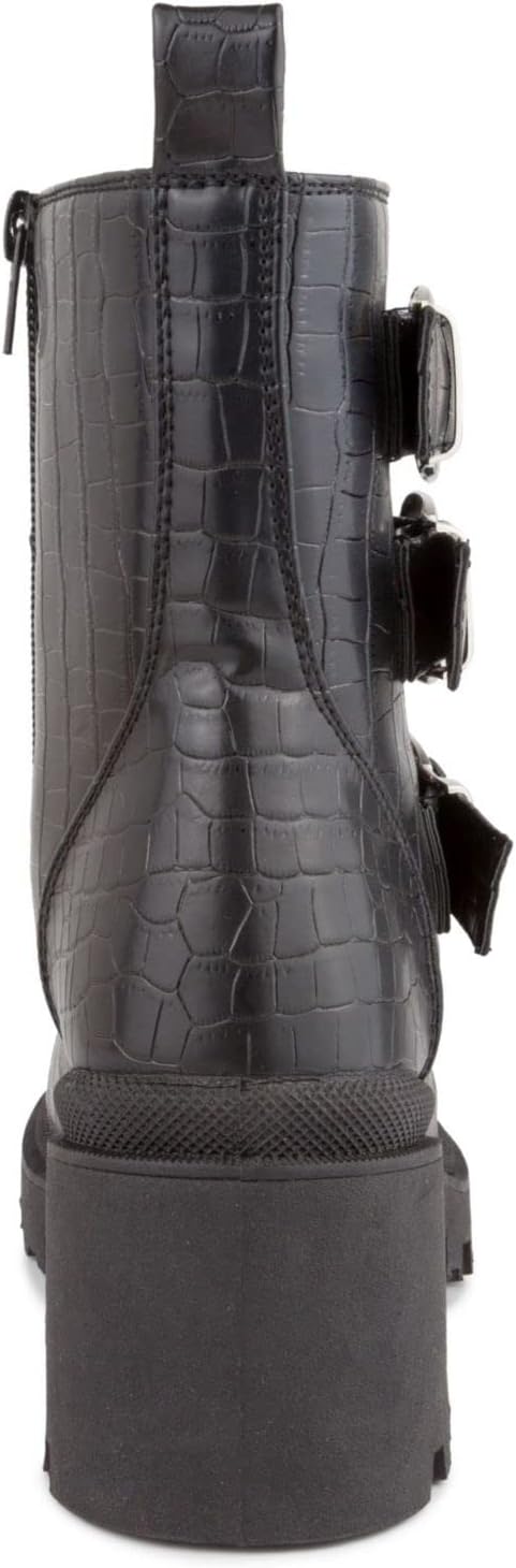 Sugar Women's Filo Buckled Lace-up Platform Boots  Color Black Croco Size 7M
