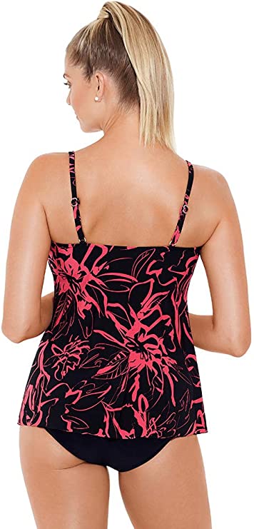 Magicsuit Alison Tankini Top  Color Black/Coral Size 8