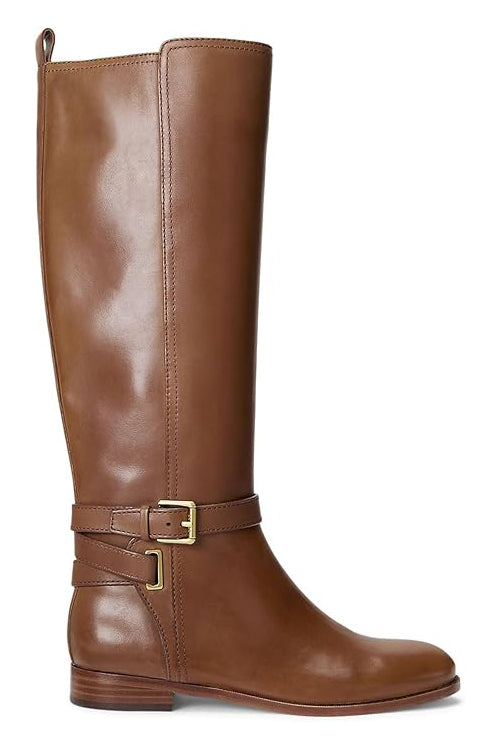Lauren Ralph Lauren Women's Blayke Buckled Riding Boots  Deep Saddle Tan Size 6